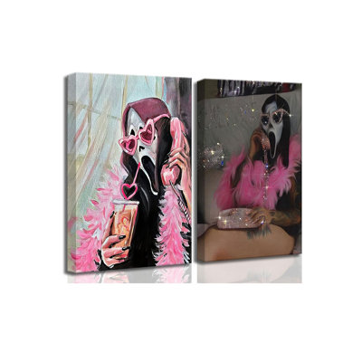 2Pcs Halloween Ghosts Mask Canvas Wall Art 16x24in