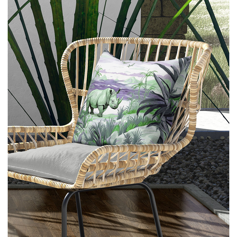 Coussin Coastal Rhino, H 26 po x l 26 po, Vert / mauve