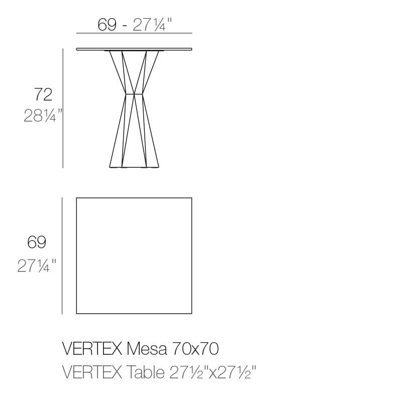 Vertex Plastic Dining Table, 27.25"