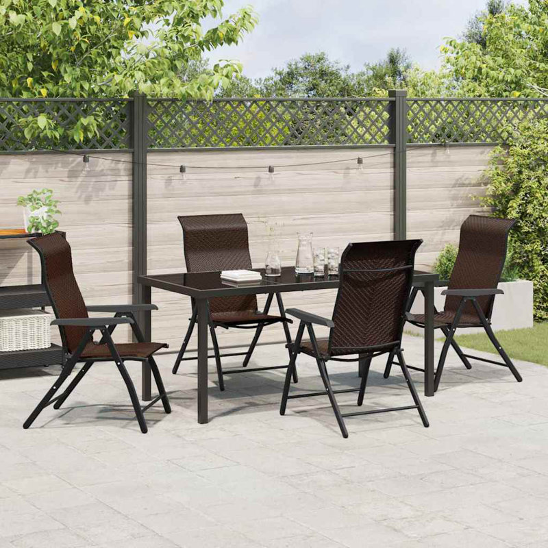 4 - Person Patio Dining Set with, Brown, 73cm H x 160cm W x 80cm D