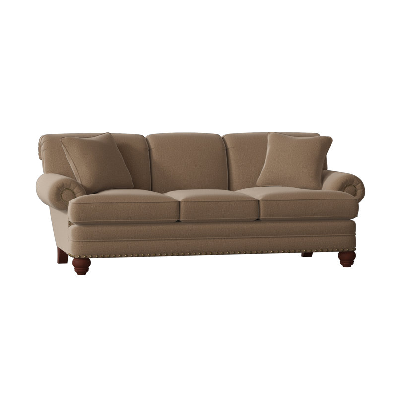 Spratt Sofa, Light Brass, Manhattan, Peyton Navy Performance Twill