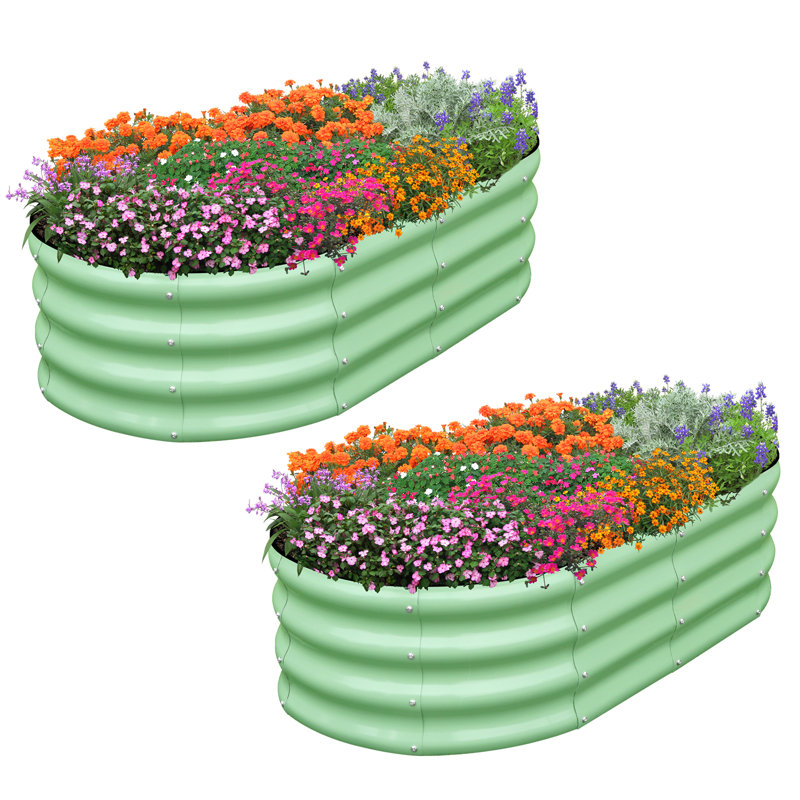  Lit de jardin surélevé en métal 12 po x 4 pi 2 pi 12 po (2 pièces), Vert
