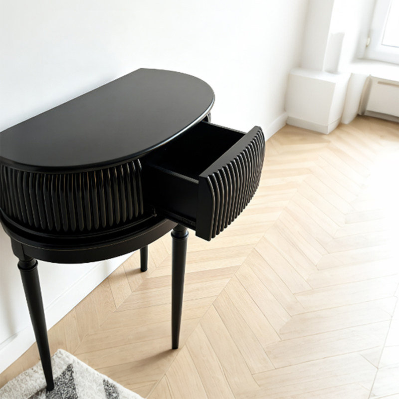 Black Solid + Manufactured Wood Console Table