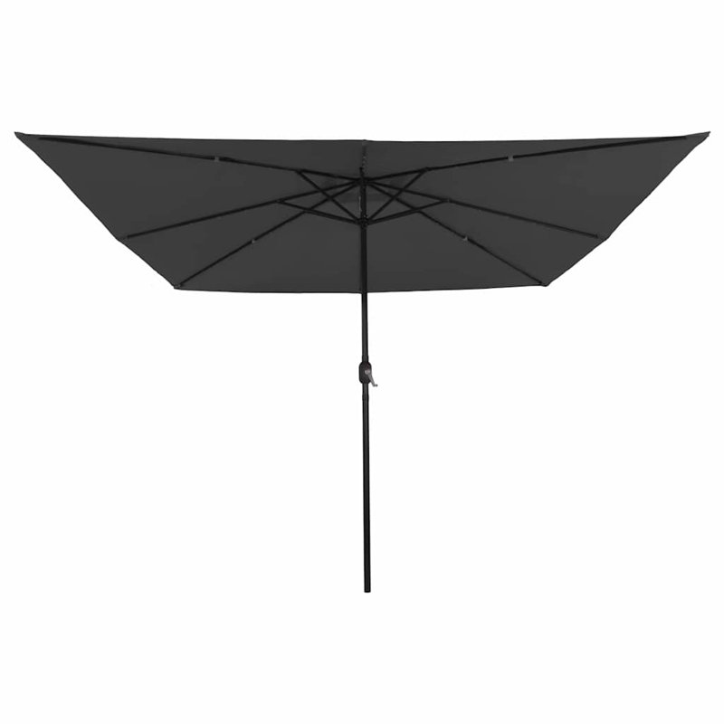 Garden Parasol with LED Strip Lights Polyester and Steel Sun Shade, Anthracite