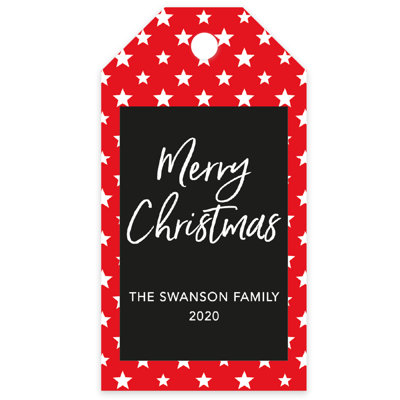 Koyal Wholesale Custom Christmas Gift Tags Red White Stars Custom Name Year 60-Pack