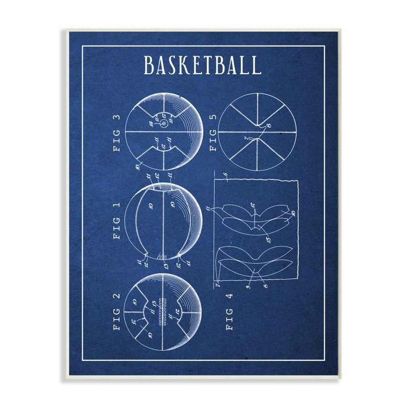« basket blue rétro sports design » par daphné polselli, impression, H 19 po x l 13 po, Plaque en bois