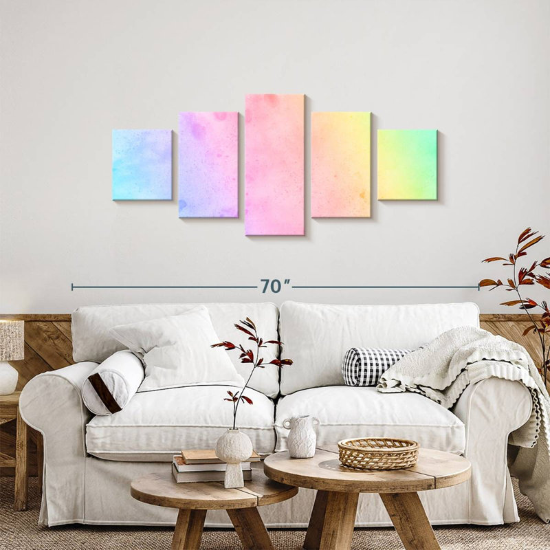 Arc-en-ciel pastel, H 24 po x l 55 po