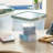 Wham Clip 14L Square Plastic Storage Boxes with Secure Clip Lock Lids. L:29 x W:29 x H:26cm Clear/Stone/Slate Grey-2009211935