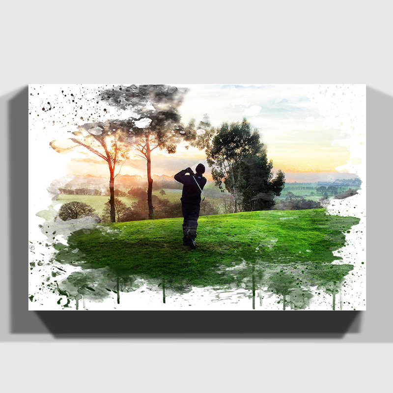 Golf Landscape - Wall Art, 50cm H x 76cm W x 3cm D, Wrapped Canvas