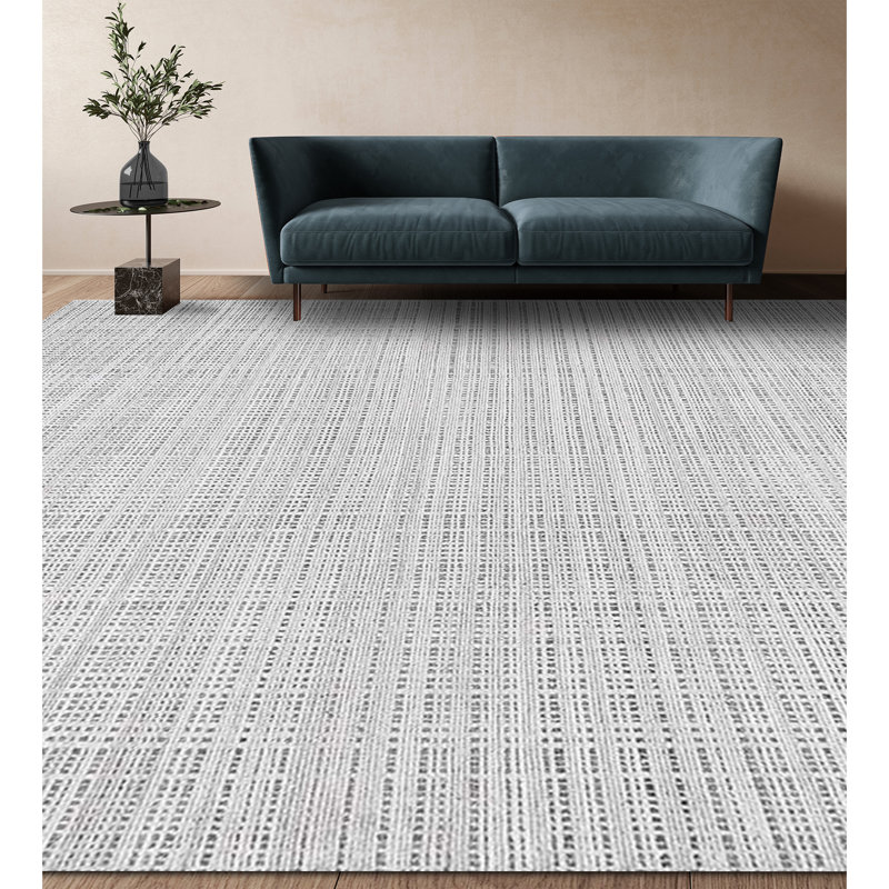 Hand Knotted Plaid Area Rug, Rectangle 9' x 12'