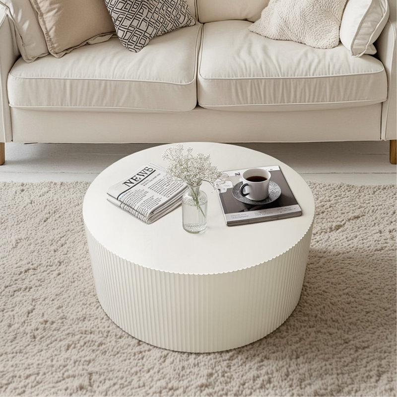 Table basse 35,83 "à rayures élégantes et minimalistes, Beige