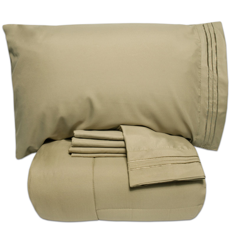 Ensemble d'édredon et de draps toutes saisons 4 pièces / 6 pièces de couleur unie par Sweet Home Collection, ISE