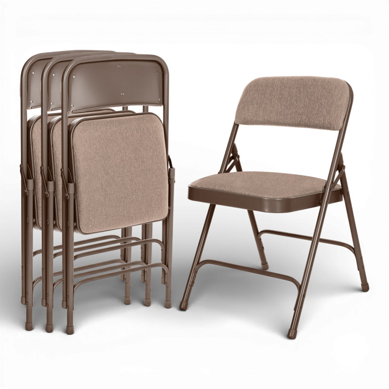 Bernadine Fabric Padded Folding Chair, Brown