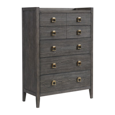 Raavi Portia 55" Tall Bedroom Chest With 5 Drawers, Brushed Brindle