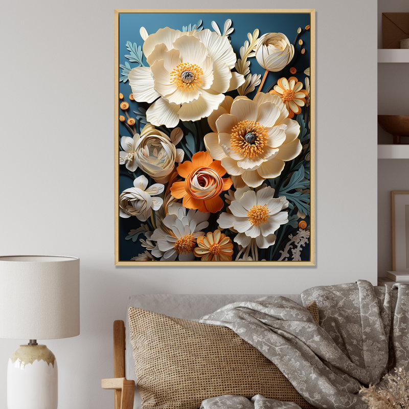 Art mural sur toile Mute Hue Buttercups Merge I, Black Picture Framed, 32" H x 24" W