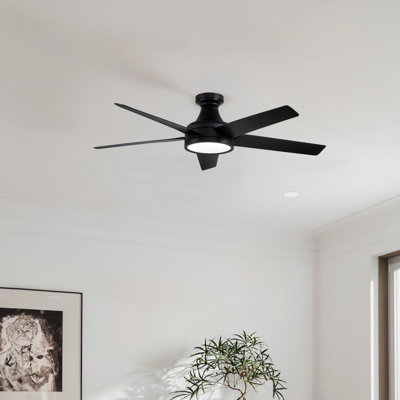 Ventilateur de plafond 52 "avec plafonnier encastré Northwind, intensité variable 6CCT, ventilateur de plafond avec lumière et télécommande - noir mat