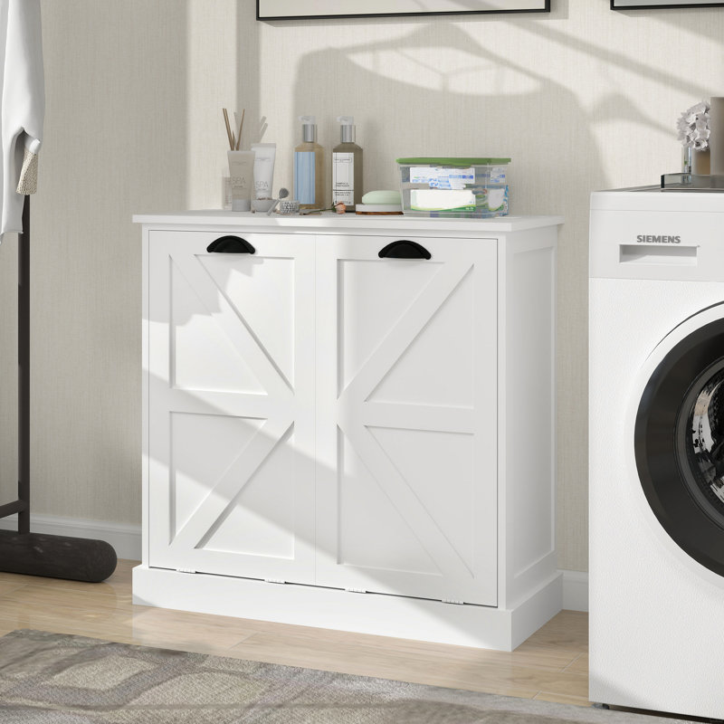 Two-Compartment Tilt-Out Laundry Sorter Cabinet