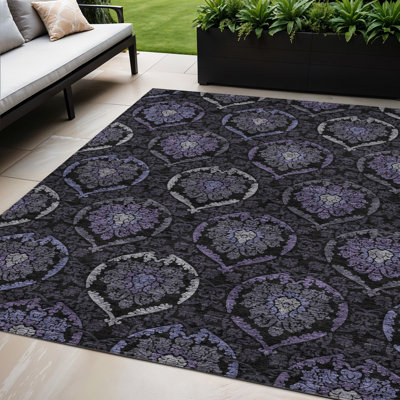 Tapis d'intérieur lavable gris anthracite et gris 5 pi x 8 pi