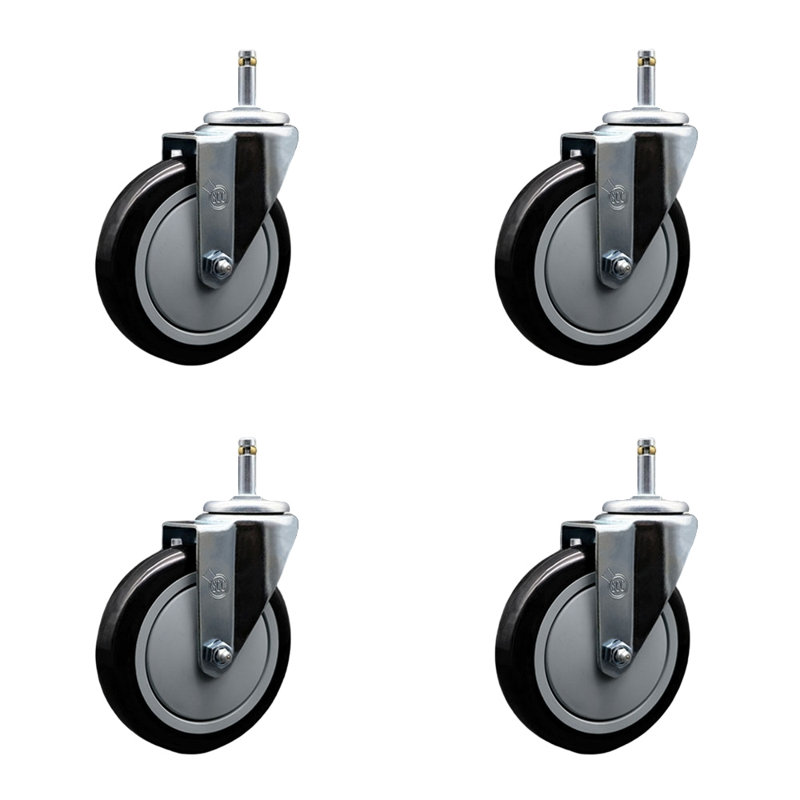urethane Swivel Grip Ring Stem Caster Set, Gray