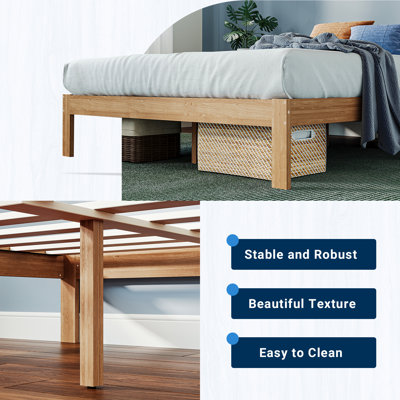 Lit plateforme 12 "en bois massif avec lattes en bois, aucun sommier requis