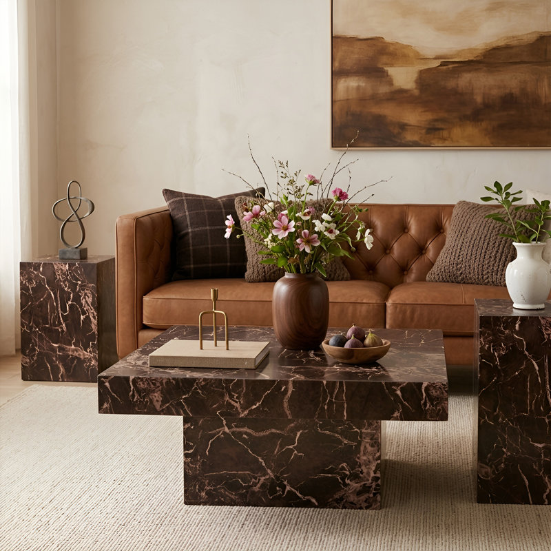 3-Piece Coffee Table Set Coffee Table And Two End Tables, Red