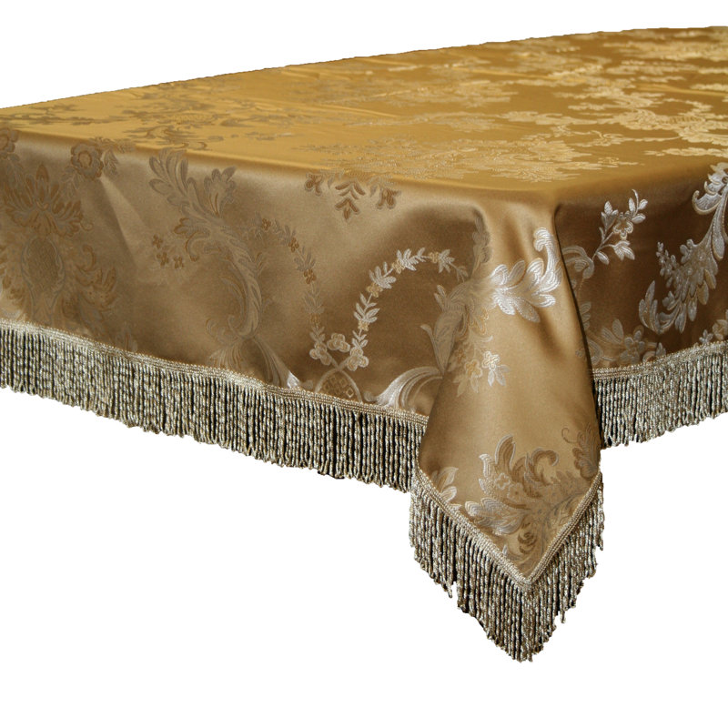 Sely Floral Tablecloth, 140" L x 60" W, Beige