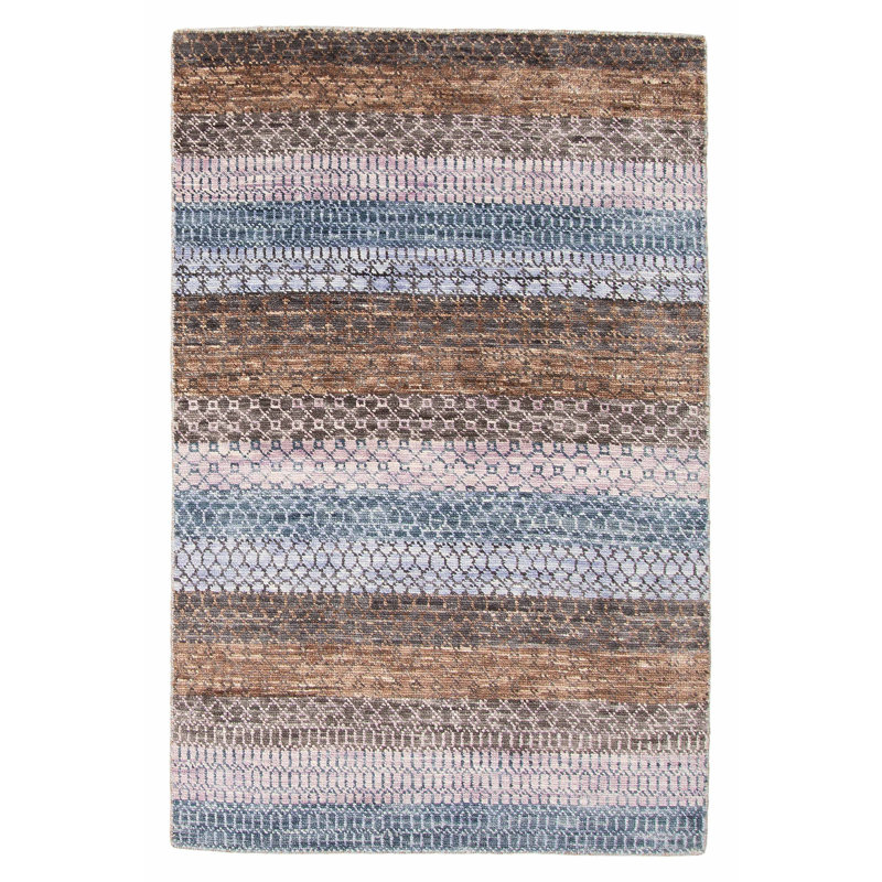 Tapis gris ombre en soie One Of A Kind 4 pi 0 po x 6 pi 3 po