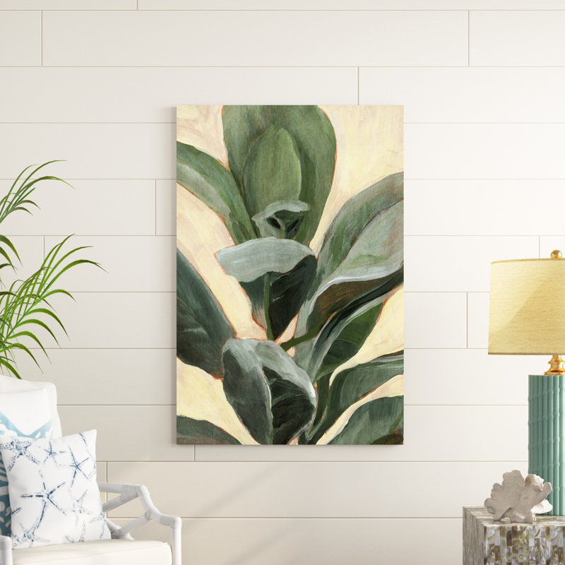 «Plant Study II» par Annie Warren - peinture sur toile tendue, H 48 po x l 32 po, Noyer avec cadre simple, Oui