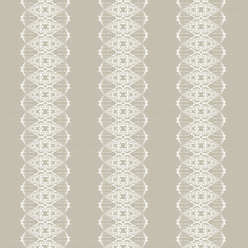 Elizabeth | Ornate Stripe Wallpaper Double Roll, White/Beige