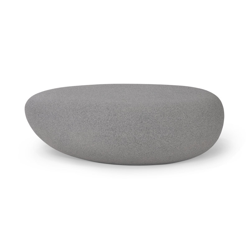 River Stone Drum Coffee Table, 14" H x 42" L x 26" W, Charcoal Stone