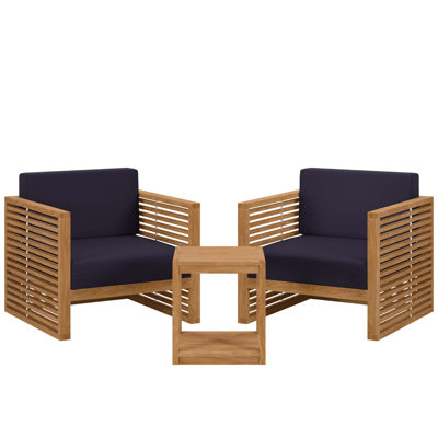 Ensemble de patio d'extérieur en bois de teck 3 pièces 