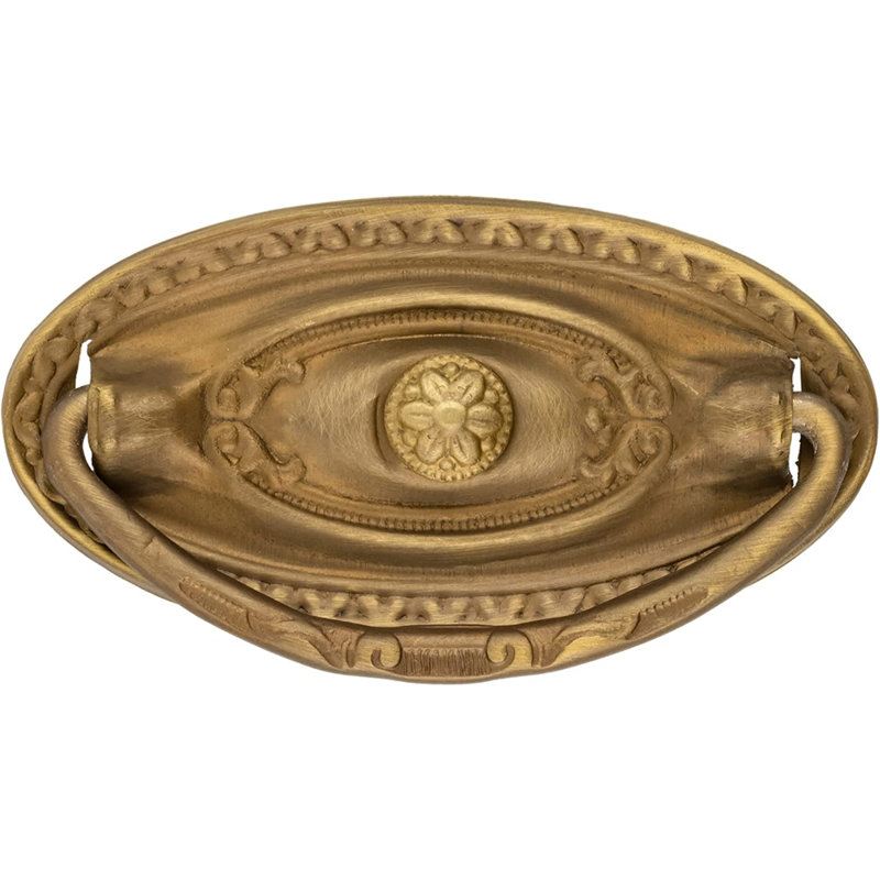Colonial Revival Large Drawer Pull, Antique Brass