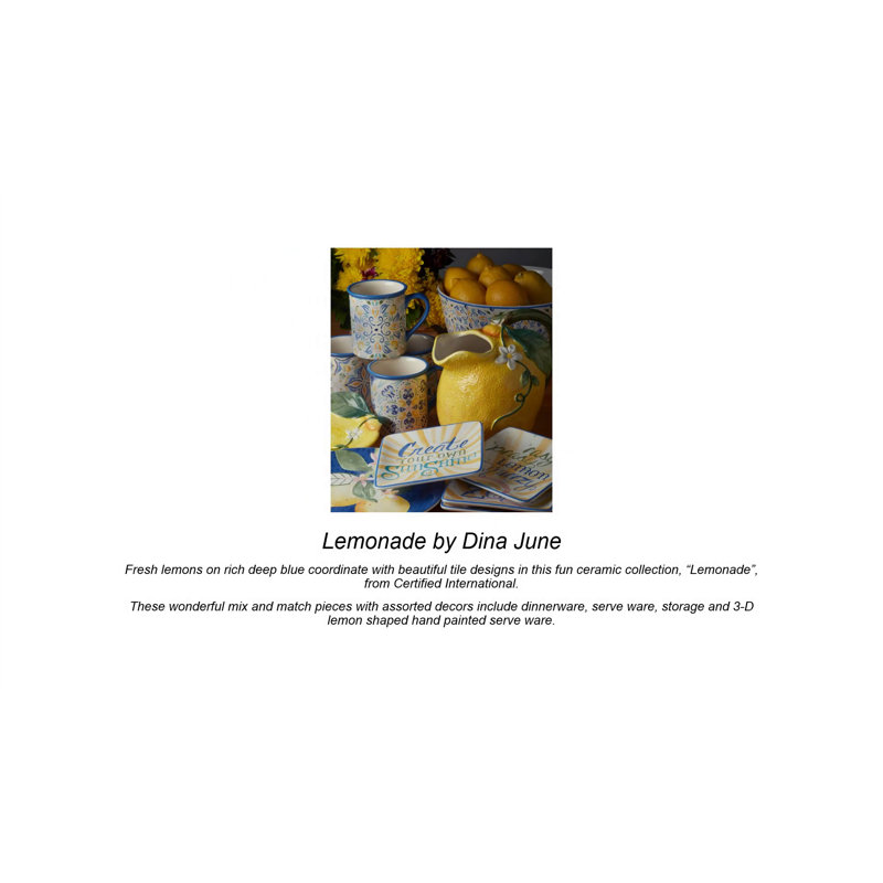 Blue Ceramic Lemonade Teapot with Floral Design