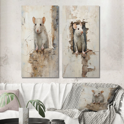 Minimalism Squeaky Rodent - Rodent Metal Wall Decor Set Of 2