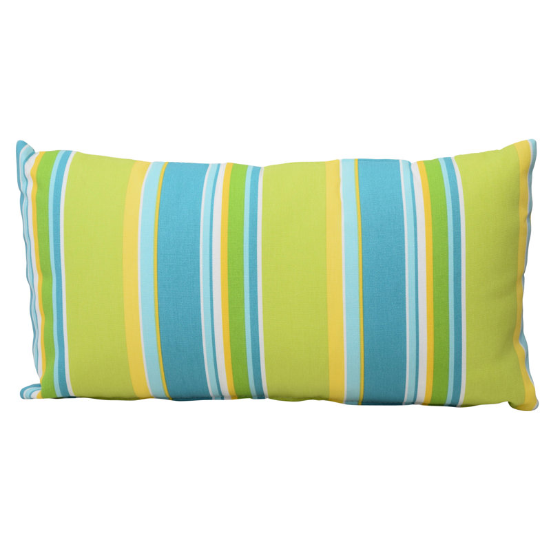 Kidney Outdoor Rectangular Pillow Cover & Insert, Blue/Green Stripe 1, 8" H x 20" W x 6" D