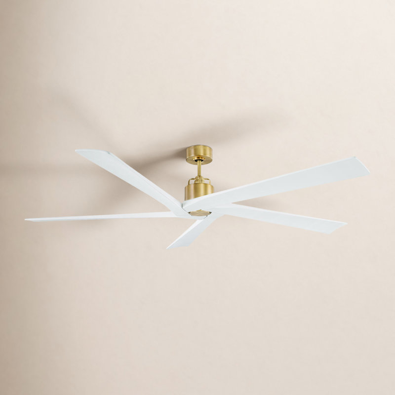 Adalai Ceiling Fan, Burnished Brass with Matte White Blades, 56 inches