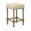 Élégant tabouret de comptoir crème de 24 pouces avec garniture cloutée en laiton antique-46521156-36141794