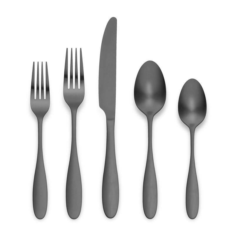 Amadea 18/0 Stainless Steel 20 Pieces Flatware Set, Matte Black