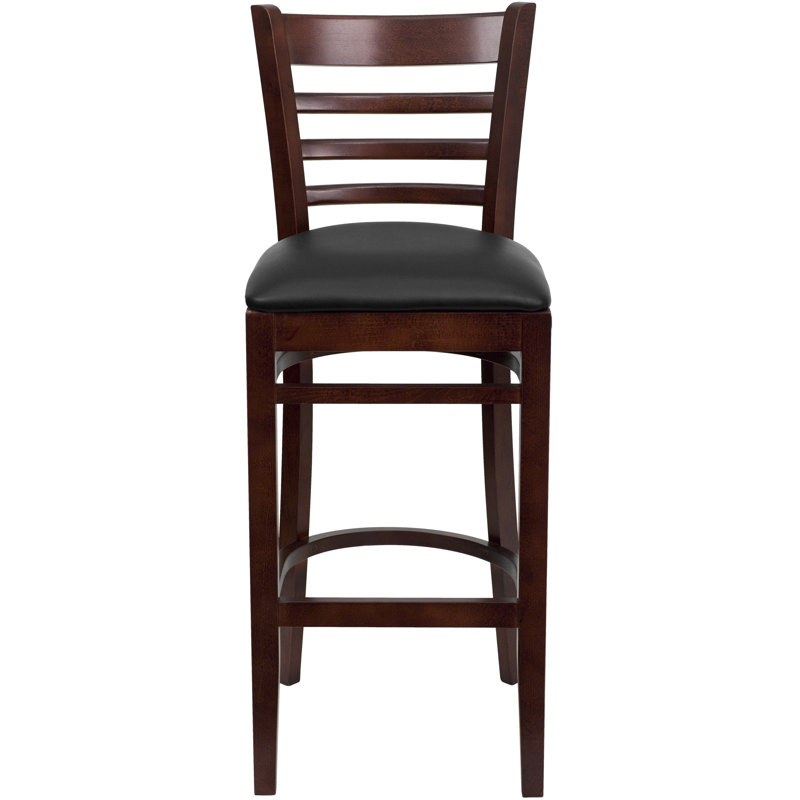 Tabouret de bar en bois Ladder Back, Noir, Acajou