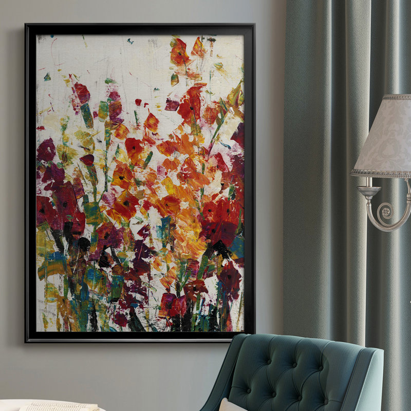 Fleurs sauvages en fleurs II, toile encadrée de qualité supérieure - prête à être accrochée, Cadre noir
