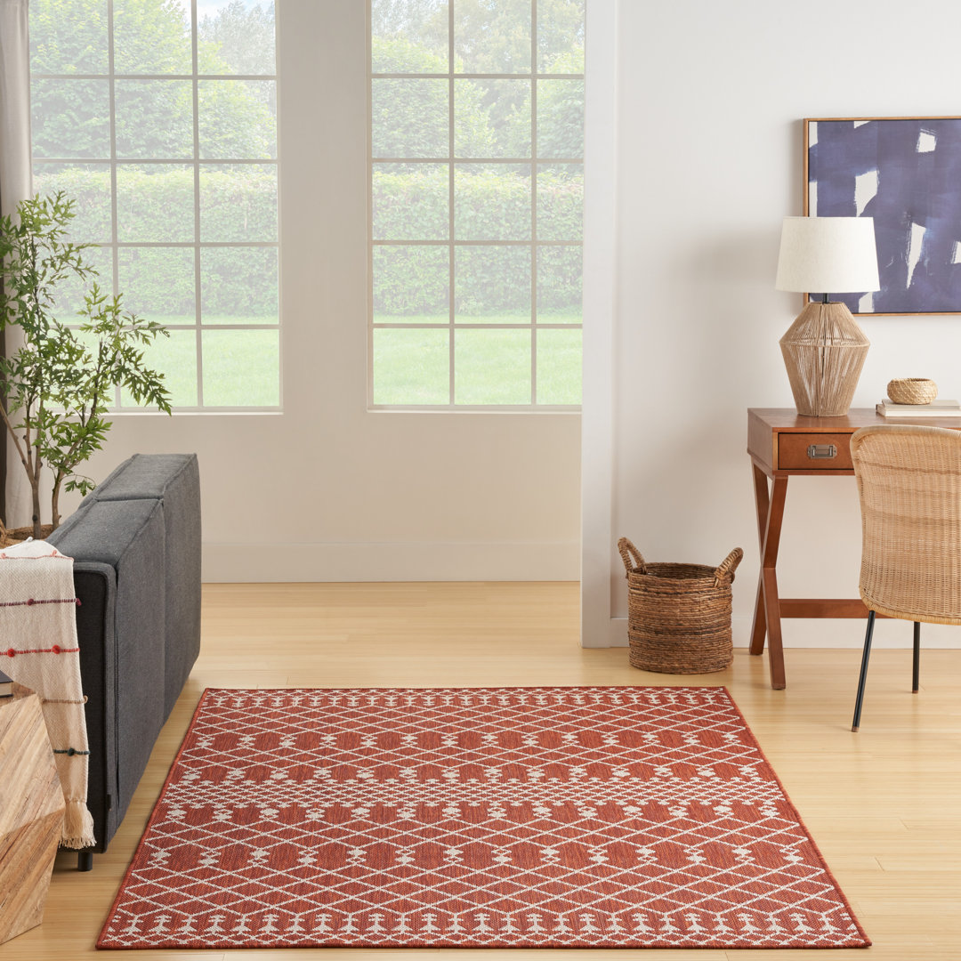 Robbs Rectangle Indoor/Outdoor Area Rug in Terracotta/Orange Union Rustic Rug