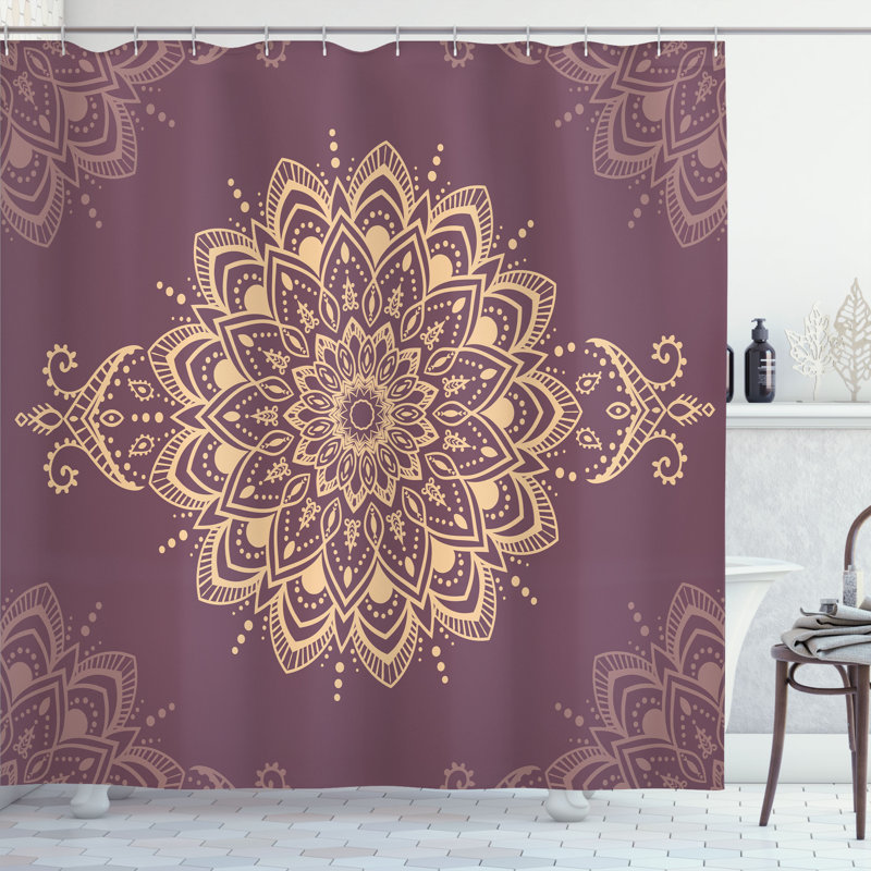 Floral Shower Curtain with Hooks Included, Pale Purpleblue, 84" H x 69" W