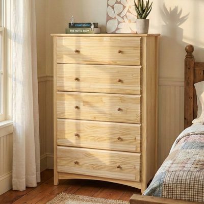 Solid Wood Chest Shaker Style 5 Drawers