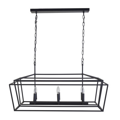 Lustre rectangulaire pour îlot de cuisine à 6 lumières Bassilly