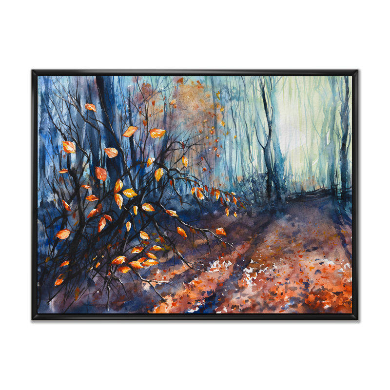 Mystic Autumn Forest - reproduction de cadre flottant sur toile, Cadre noir, H 8 po x l 12 po x P 1 po