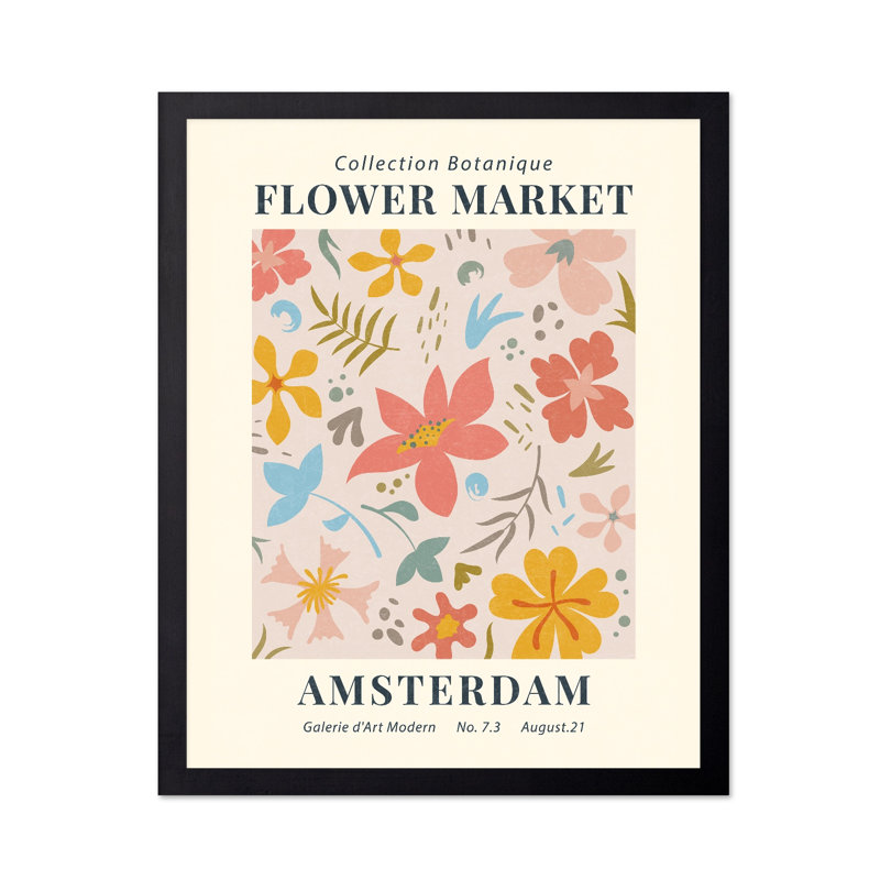 Amsterdam Flower Market, Cadre noir, Affiche, H 08 po x l 10 po