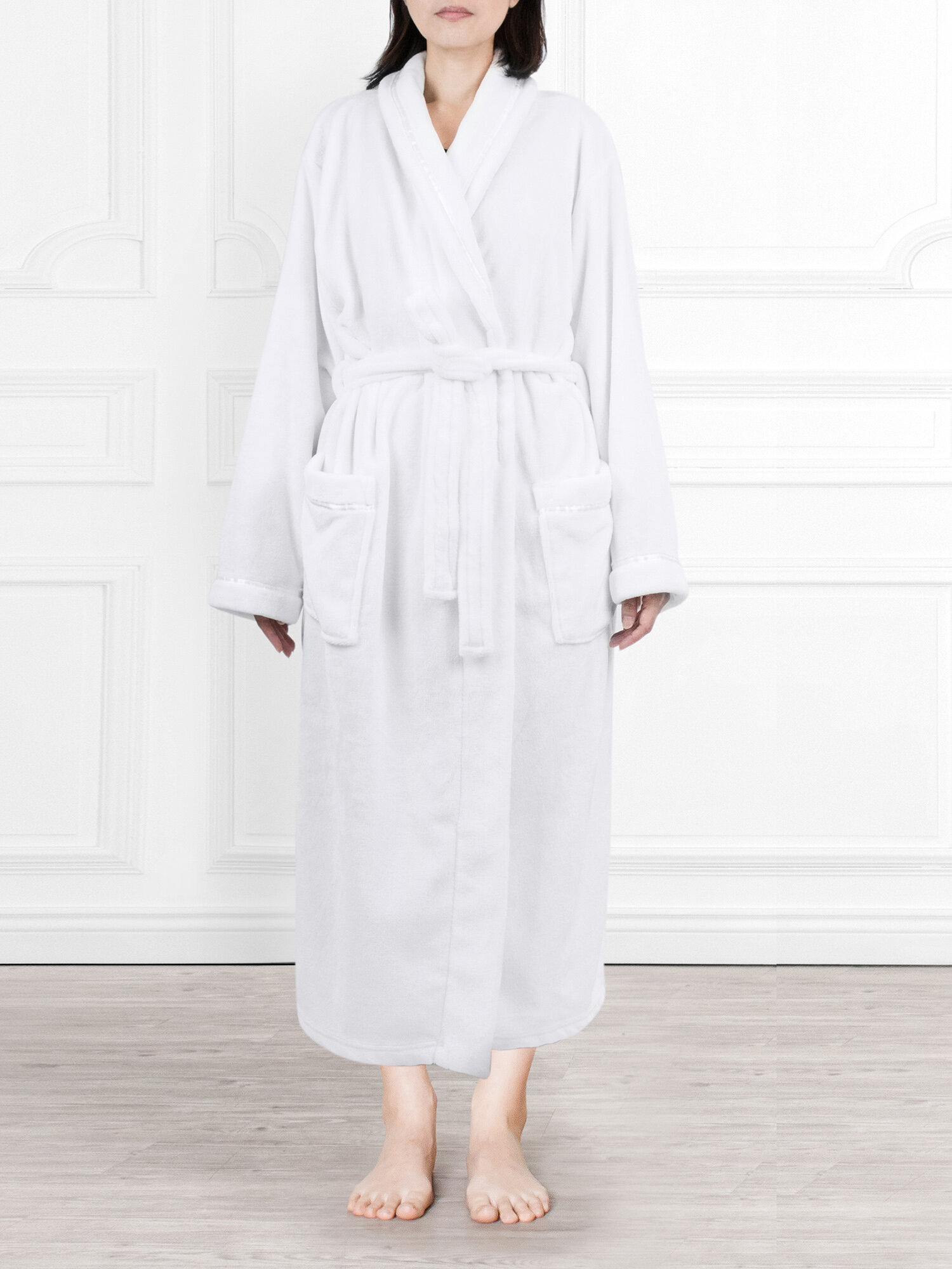 Everleigh Fleece Mid-Calf Bathrobe with Pockets and Hood