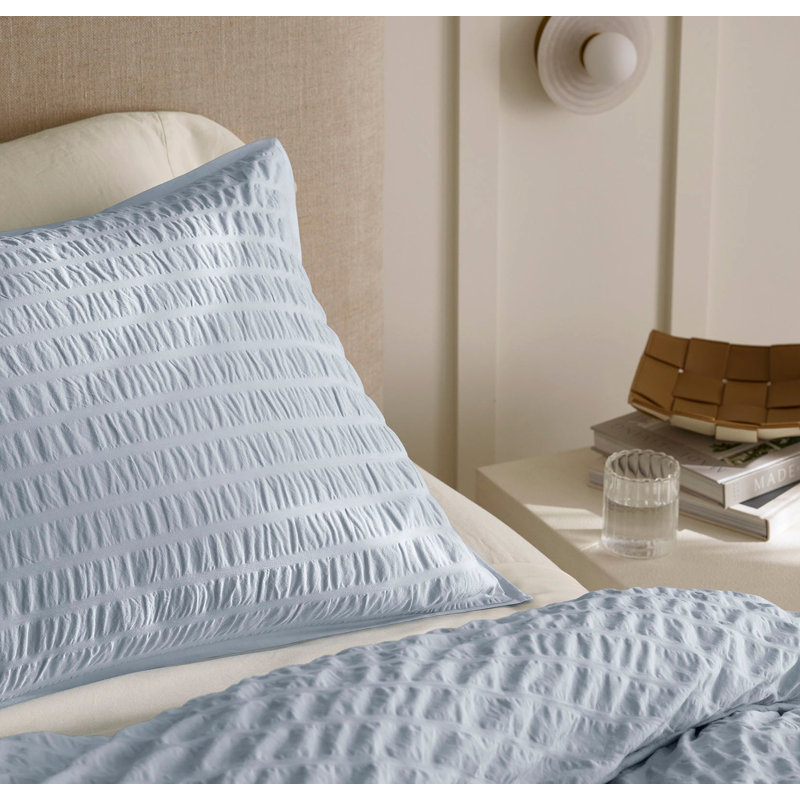 Relaxed Seersucker Duvet Set, King;Cal King, Hydrangea