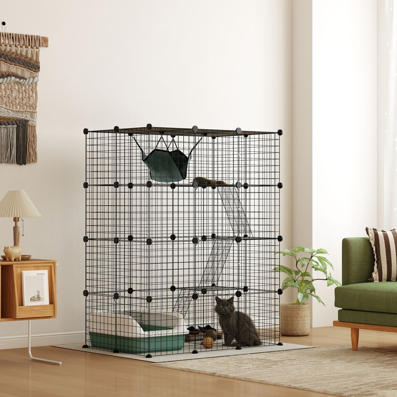 DIY Cat Indoor with Hammock, 140" H x 70" W x 105" D