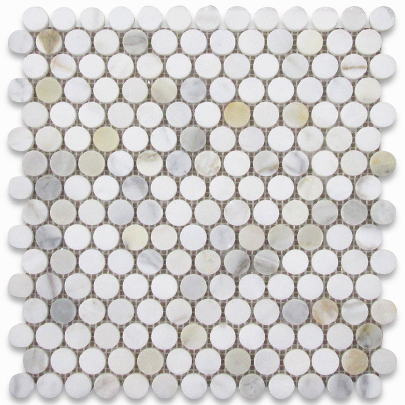Calacatta 12" x 11" Marble Mosaic Tile, White/Gray